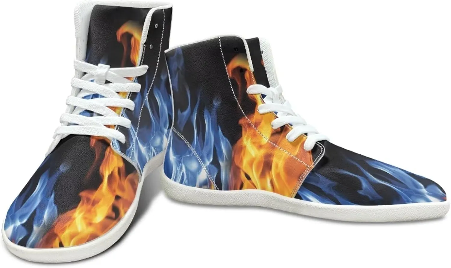 Blitz Flame Print Mens High Top Sneakers Womens Lightweight Wide Toe Barefoot Shoes Anti Slip Zero Drop Walking Shoes Sports Sneakers
