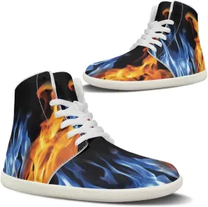 Blitz Flame Print Mens High Top Sneakers Womens Lightweight Wide Toe Barefoot Shoes Anti Slip Zero Drop Walking Shoes Sports Sneakers