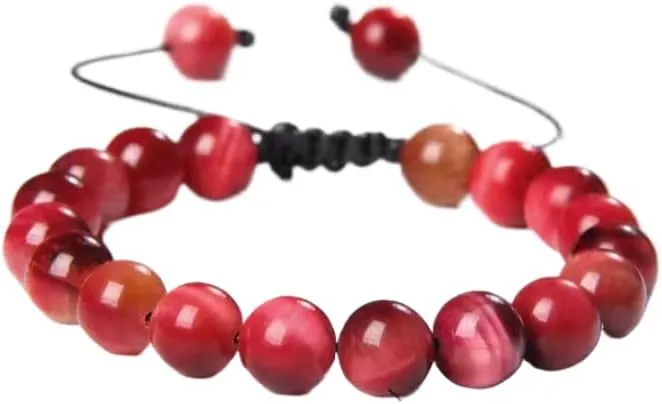 Blue Tiger's Eye Bracelets Natural Stone Beaded Bracelets Men Adjustable Woven Rope Bracelets