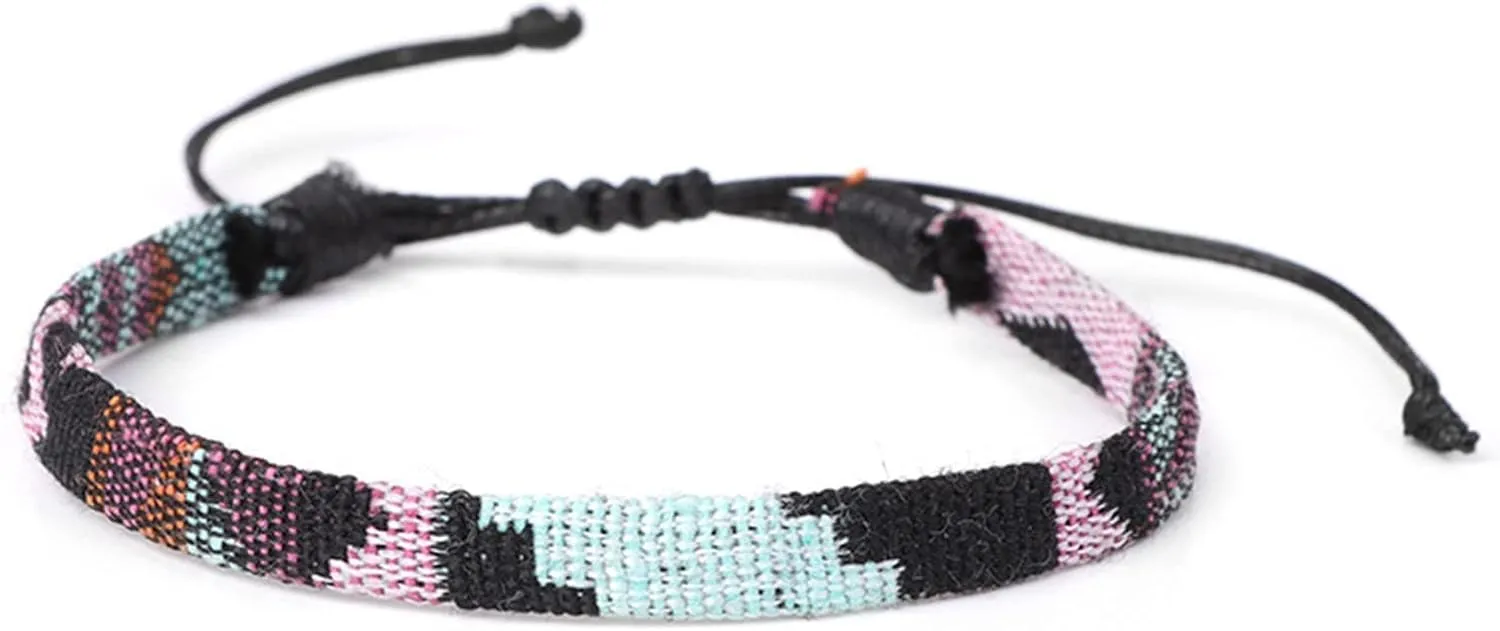 Boho Bracelets for Women,Adjustable Braided Bracelets Bulk Woven Friendship Bracelet Handmade Festival Accessory Jewelry Gift