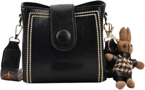 Bootara Bucket Bag, women's vintage bunny charm bucket bag, retro water buckets shoulder crossbody tote bags