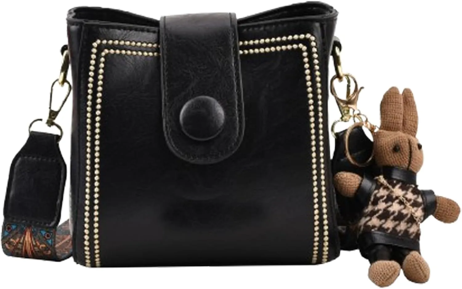 Bootara Bucket Bag, women's vintage bunny charm bucket bag, retro water buckets shoulder crossbody tote bags