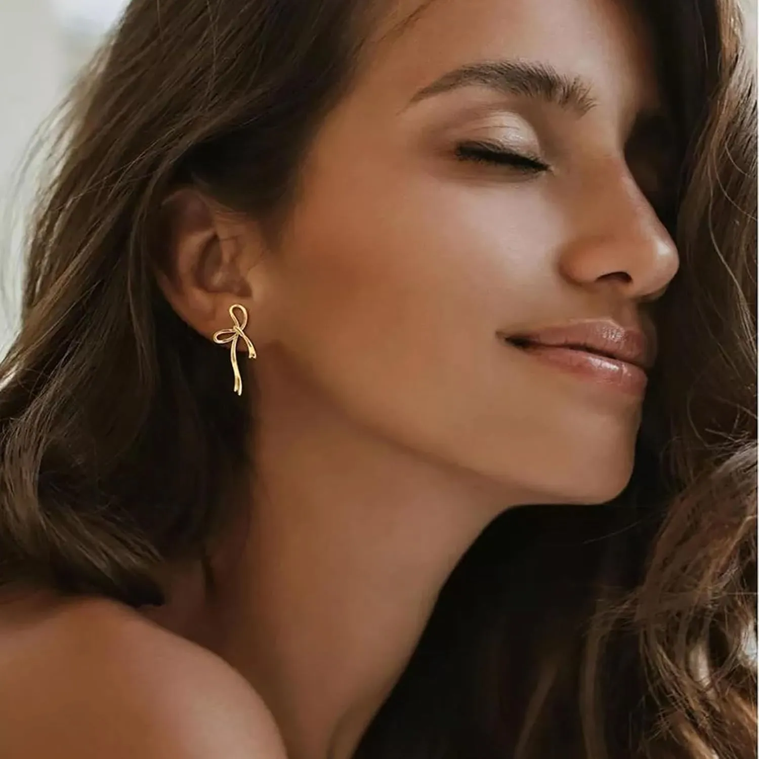 Bow Earrings for Women Pearl Earrings Gold Hoop Earrings Silver Gold Plated Earrings,Cute Small Bow Stud Ribbon Earrings, Hypoallergenic Dainty Huggie Drop Dangle Bow Lovers Earrings Jewelry Gifts ,Coquette