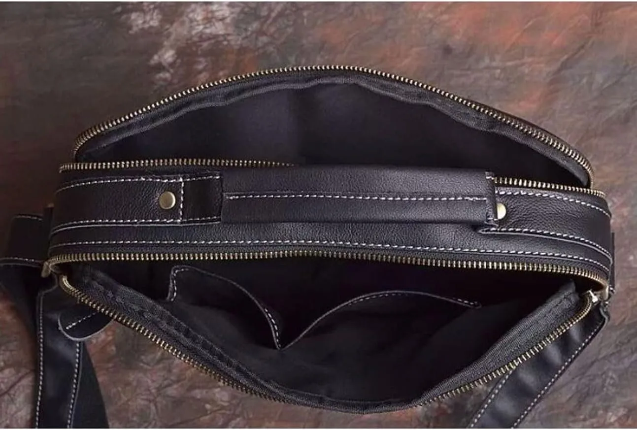 Briefcases Mens Messenger Shoulder Bags Genuine Leather Casual Daypacks Travel Bags Waist Packs