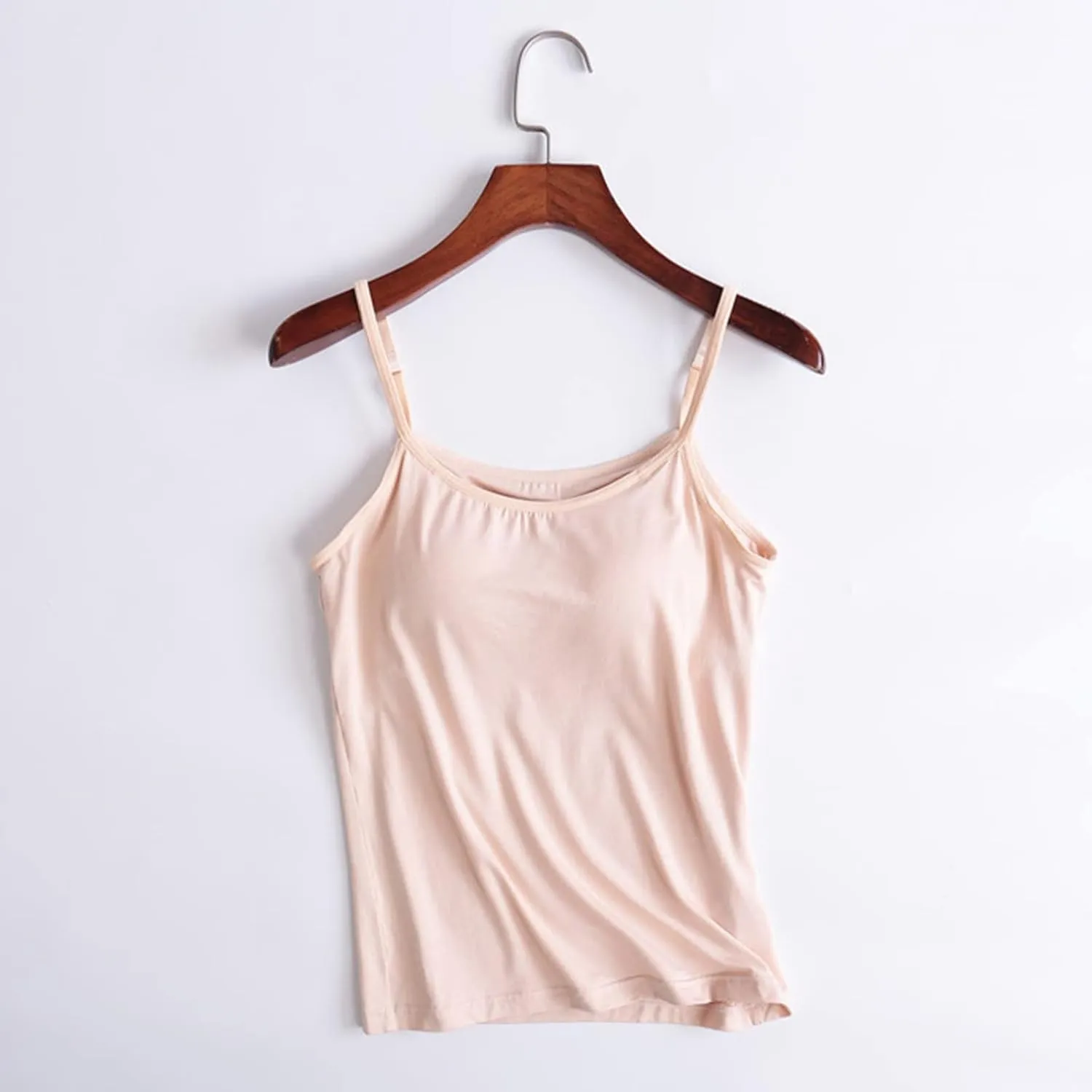 Built in Bra Tank Tops for Women 2025 Adjustable Spaghetti Padded Bra Camisole Basic Undershirts Yoga Camis Tops