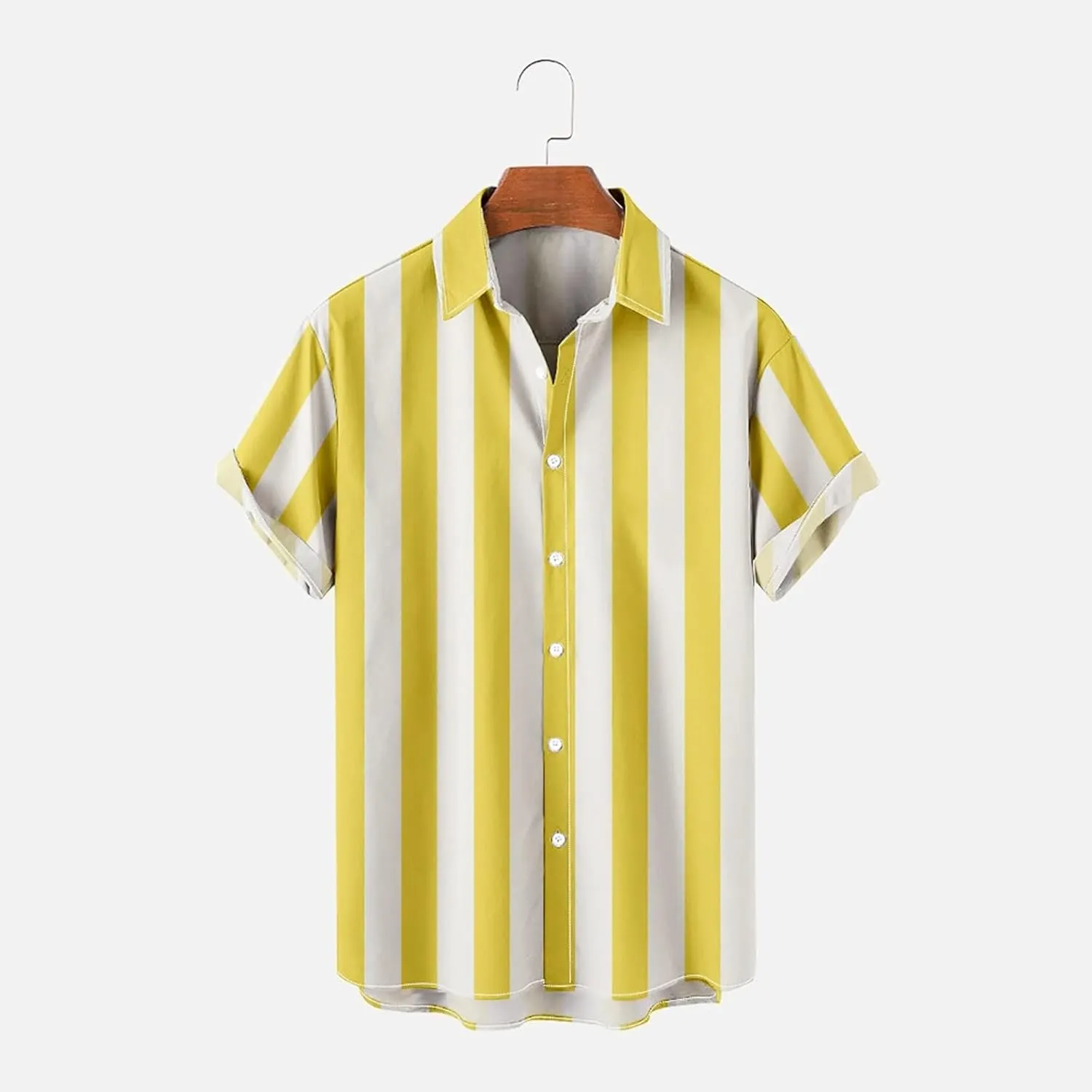 Button Down Shirt Men 2023 Fashion Hawaiian Beach Striped Summer T Shirts Casual Loose Short Sleeve Holiday Tops