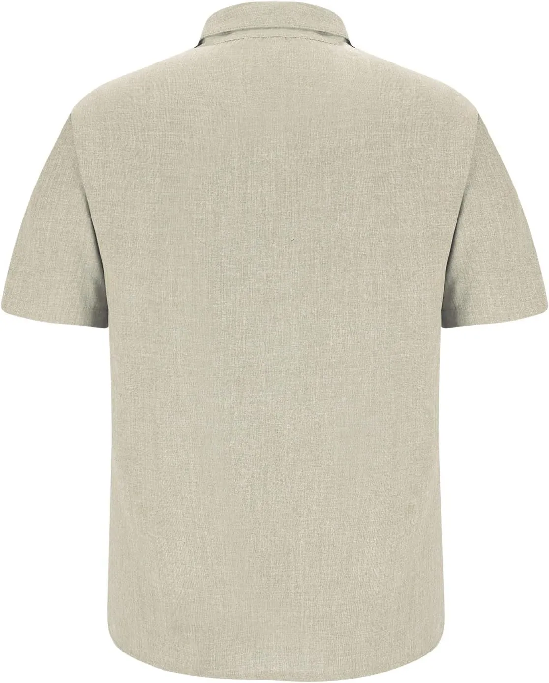 Button Down Short Sleeve Shirt for Men Casual Collared Linen Shirts Textured Shirts Vacation Beach Shirts