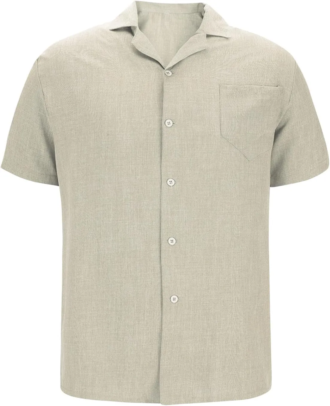 Button Down Short Sleeve Shirt for Men Casual Collared Linen Shirts Textured Shirts Vacation Beach Shirts