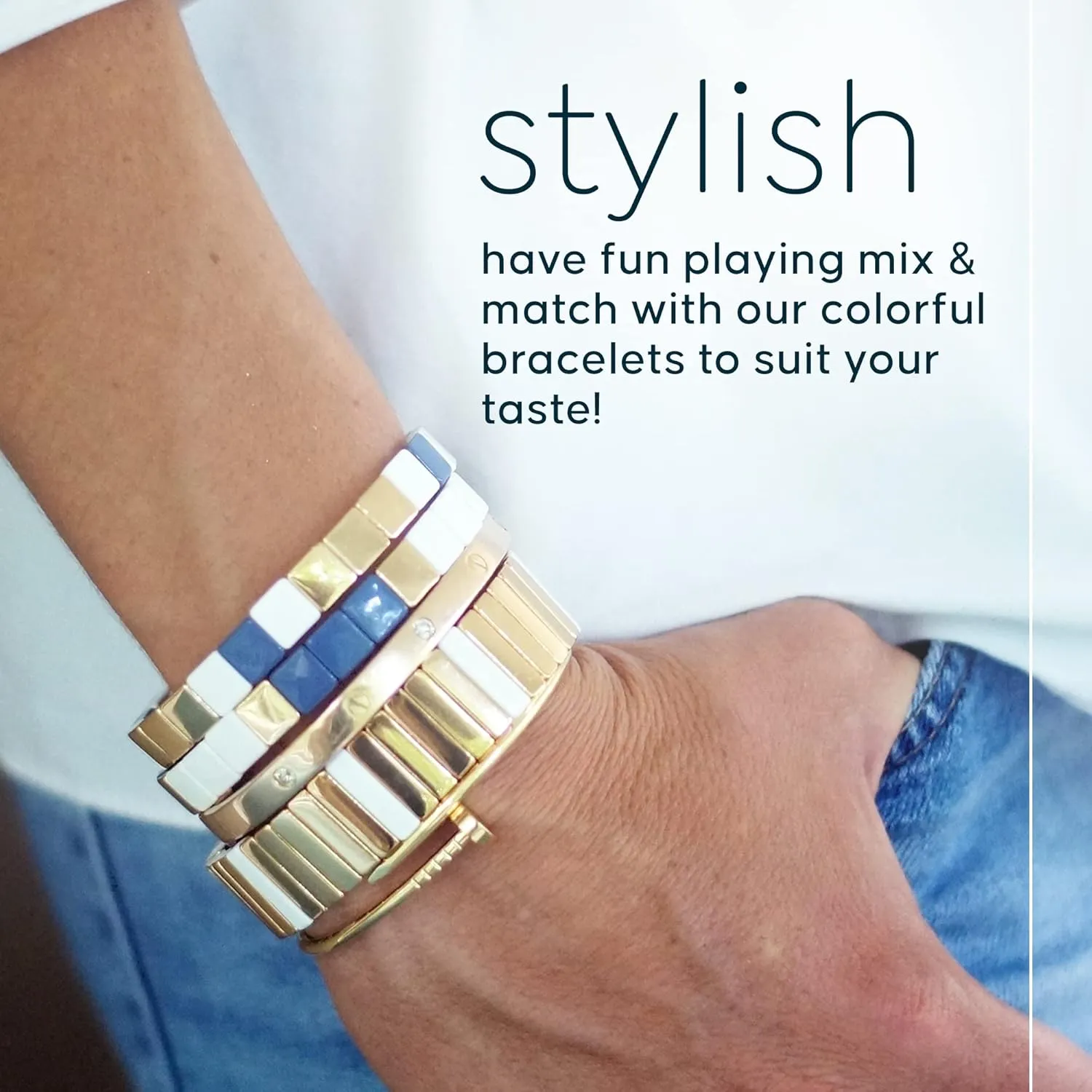 Cedar and Ink Gold Stackable Bracelets, Tile Bracelets for Women, Stackable Enamel Bracelets, Enamel Bangle Bracelet, Gold Bracelets for Women