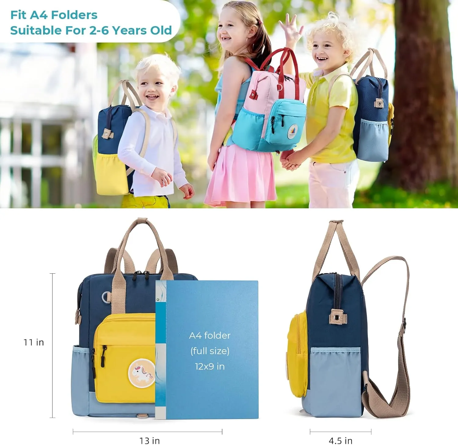 CLUCI Toddler Backpack Kids Backpacks For Boys Preschool Kindergarten Elementary Daycare Backpack For School & Travel Bookbag with 4 Detachable Cute Patches