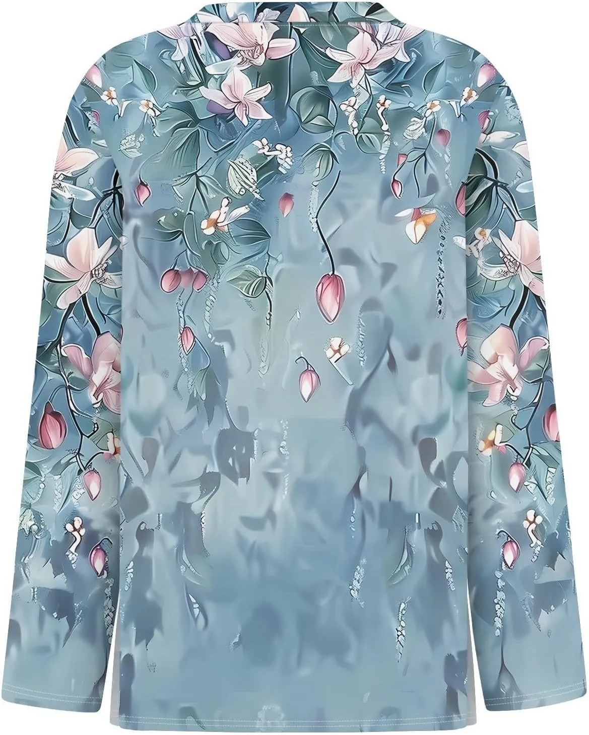 COTECRAM Long Sleeve Shirts for Women Trendy Casual Crewneck Loose Fit Tunic Tops Floral Printed Graphic Tees Spring Clothes