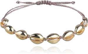 CQUAN CHI Women Gold Shell Bracelets Beach Bracelets Strand Beaded Bracelets Handmade Fashion Jewelry