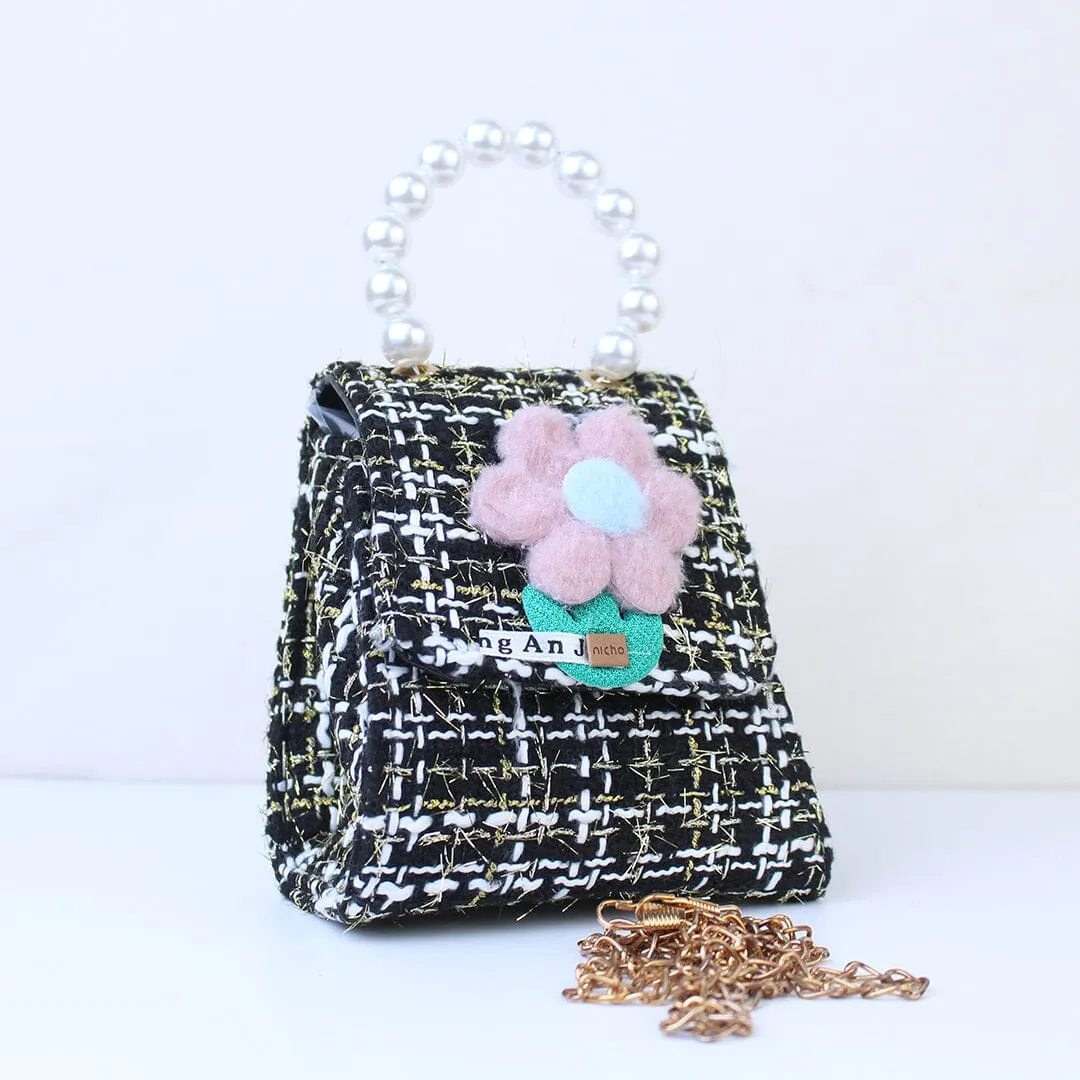 Cute & Stylish Black Themed Pearl Handbag