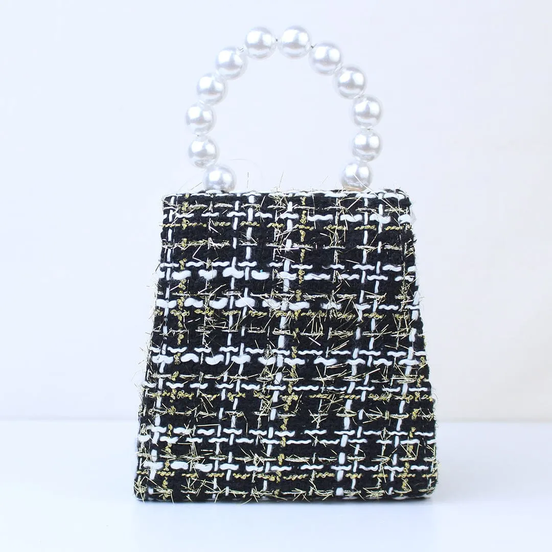 Cute & Stylish Black Themed Pearl Handbag