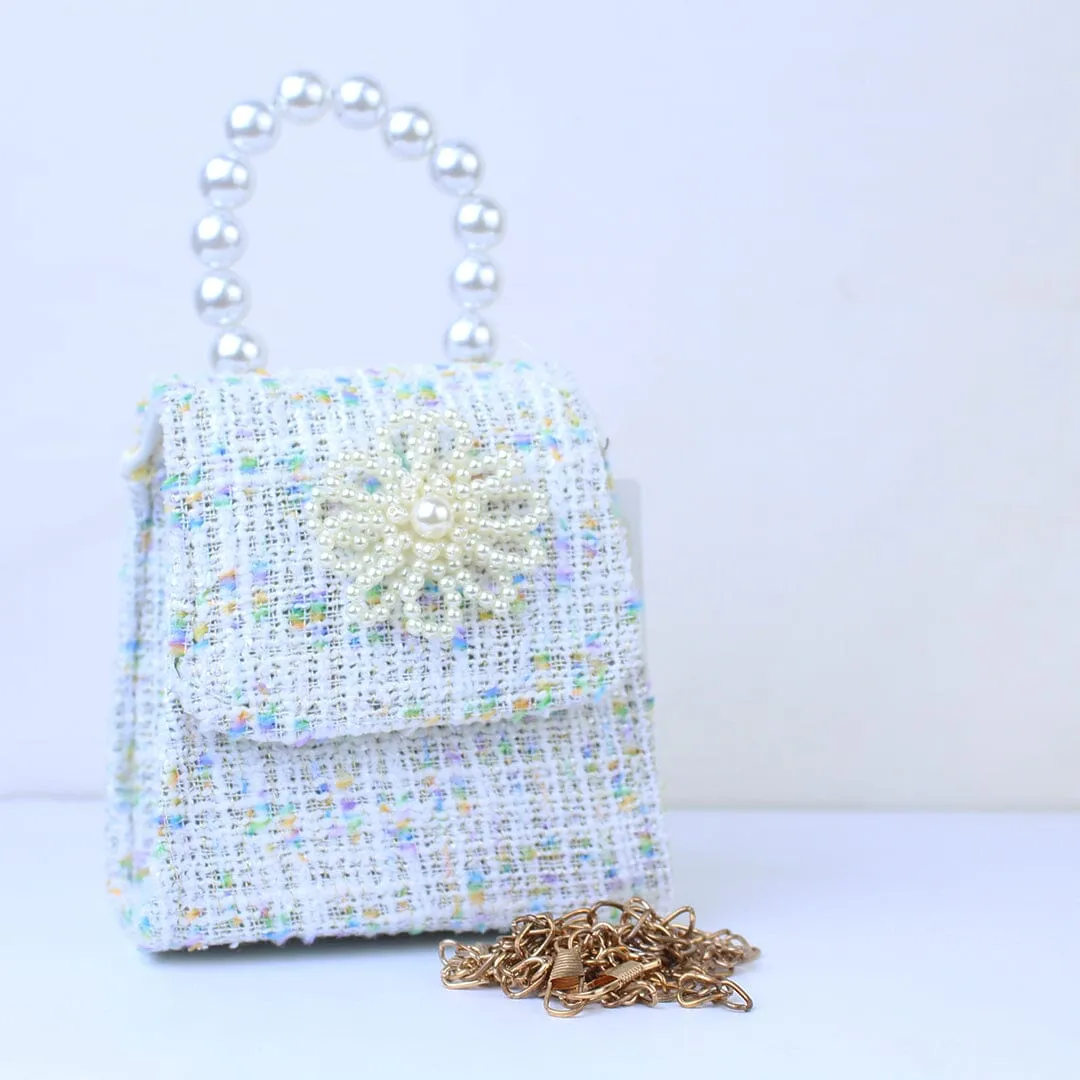 Cute & Stylish Blue Themed Pearl Handbag
