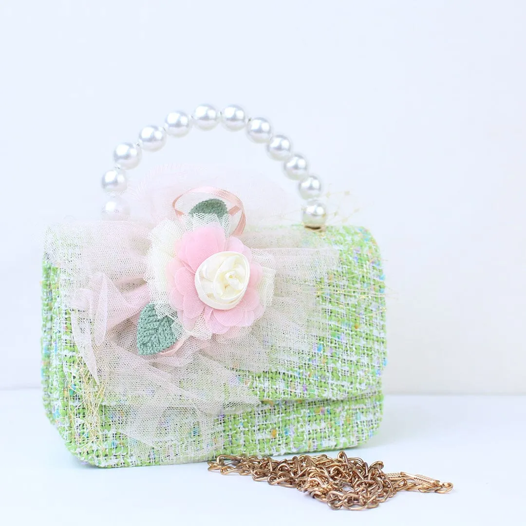 Cute & Stylish Green Themed Pearl Handbag