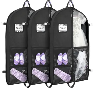 Dance costume bag, foldable and portable dance costume dancer costume bag, stronger zippered dance costume bag (Black)