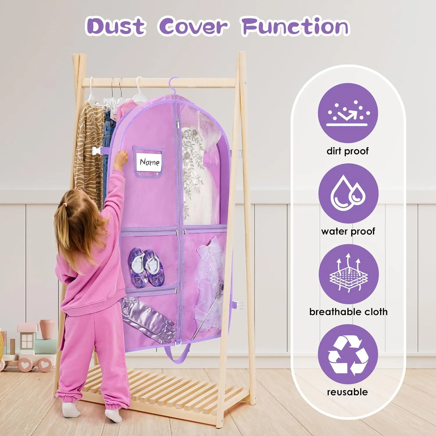 Dance costume bag, foldable and portable dance costume dancer costume bag, stronger zippered dance costume bag (Purple)