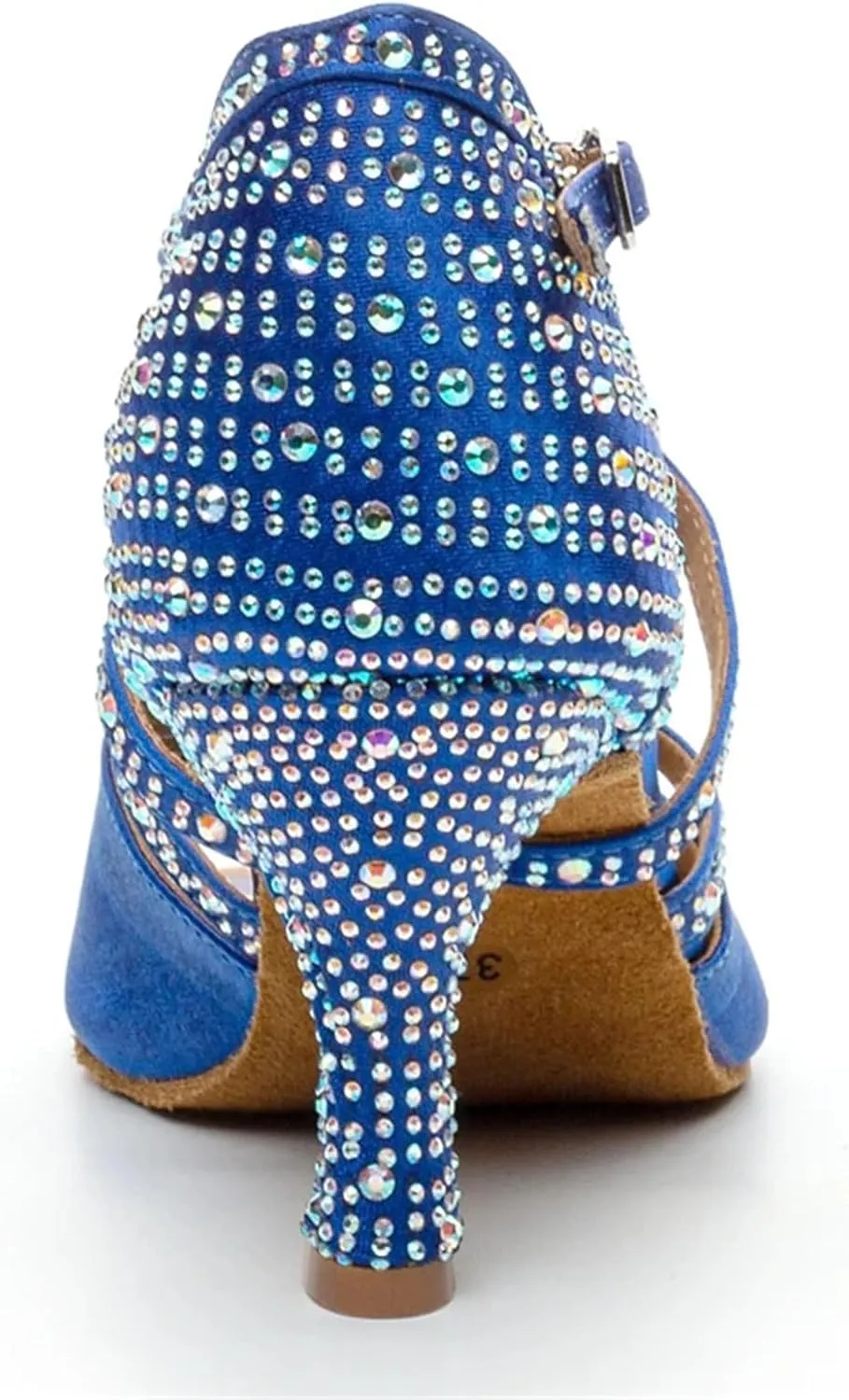 Dancing Shoes for Woman Latin Dance Shoes Women Salsa Tango Ballroom Party Women Shoes Rhinestone Heeled Sandals(Indoor Blue 7.5cm,40)