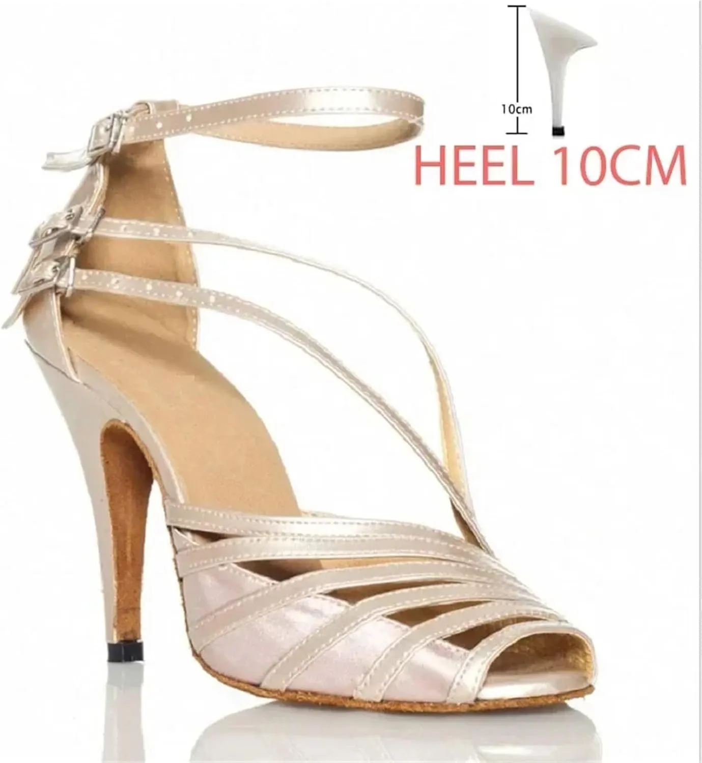 Dancing Shoes for Woman Women Latin Ballroom Dance Shoes Female Salsa Sandals Indoor Soft Sole Ladies Sambal Tango Shoes(Golden Heel 10cm,38)