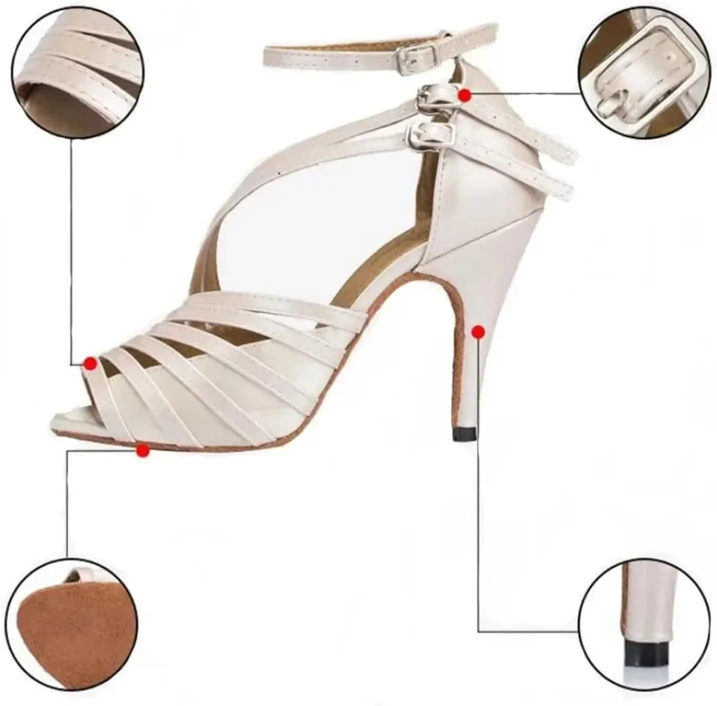 Dancing Shoes for Woman Women Latin Ballroom Dance Shoes Female Salsa Sandals Indoor Soft Sole Ladies Sambal Tango Shoes(Golden Heel 10cm,38)