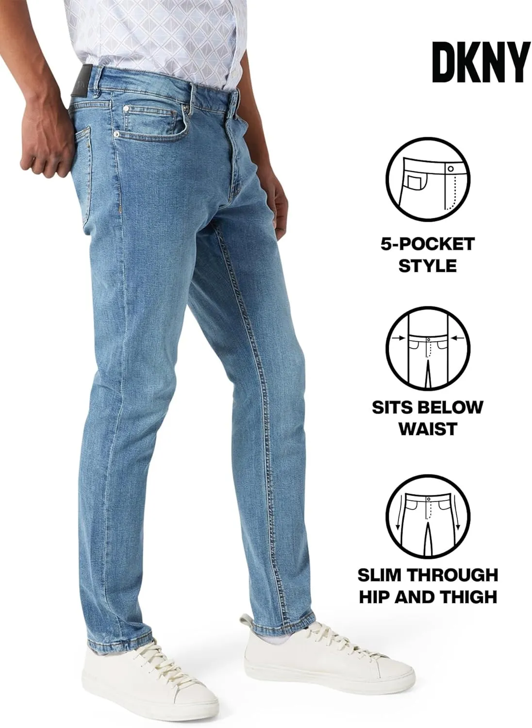DKNY Jeans for Men - Premium Soft Slim Fit Mens Stretch Jeans