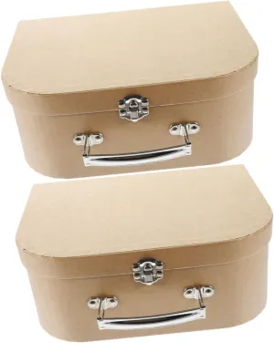 DOITOOL Handheld Paper Suitcase 2 Pack Storage Boxes Handles Paper Jewelry Organizer Craft Storage Box