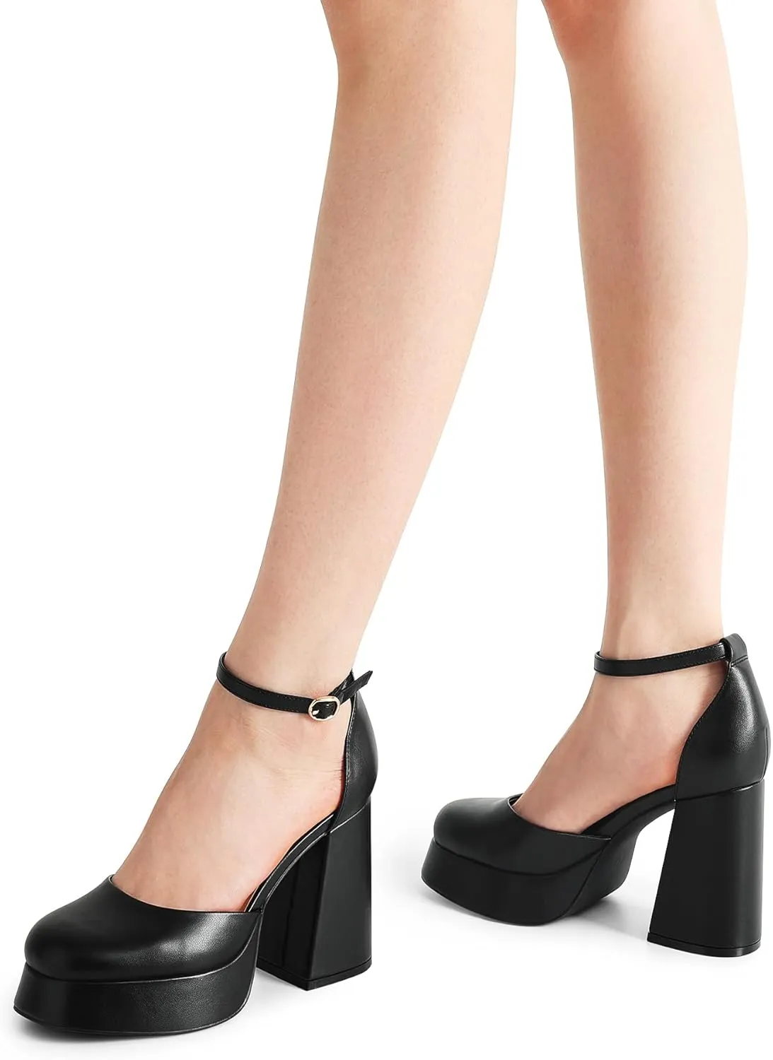 DREAM PAIRS Women's Chunky Platform High Heels Closed Toe Block Ankle Strap Dress Wedding Party Pumps Shoes
