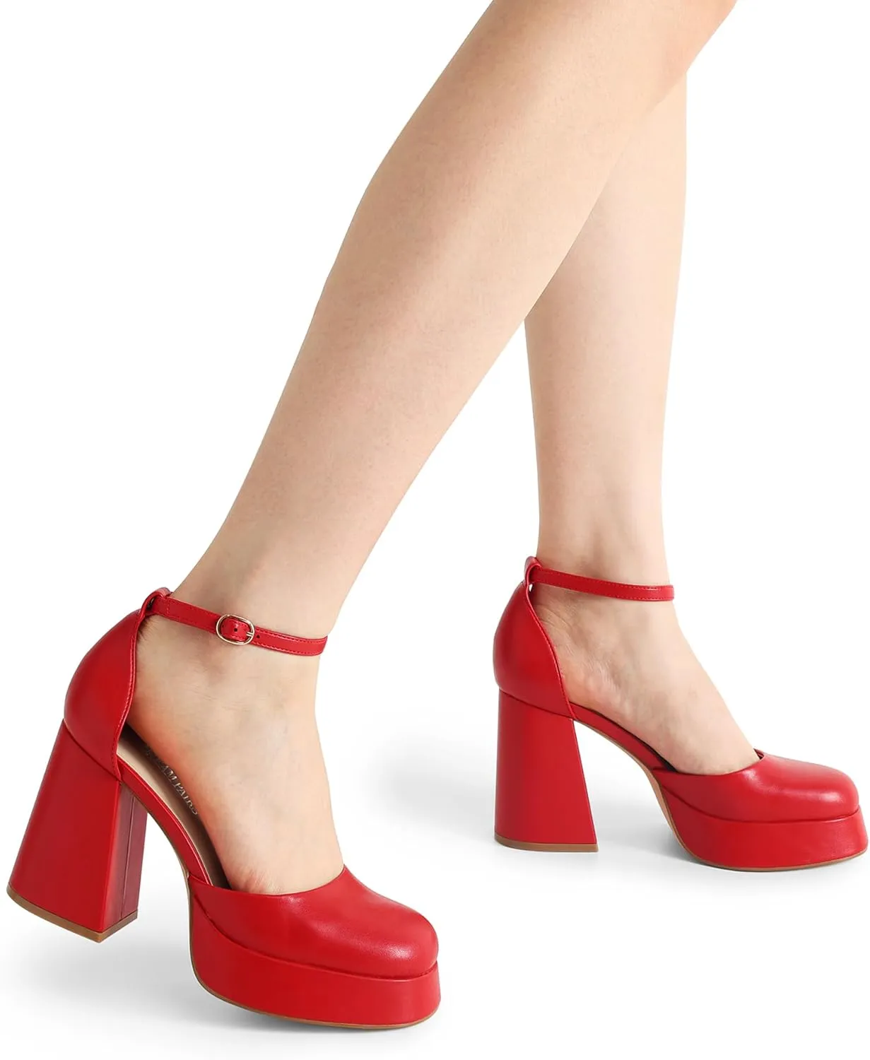 DREAM PAIRS Women's Chunky Platform High Heels Closed Toe Block Ankle Strap Dress Wedding Party Pumps Shoes