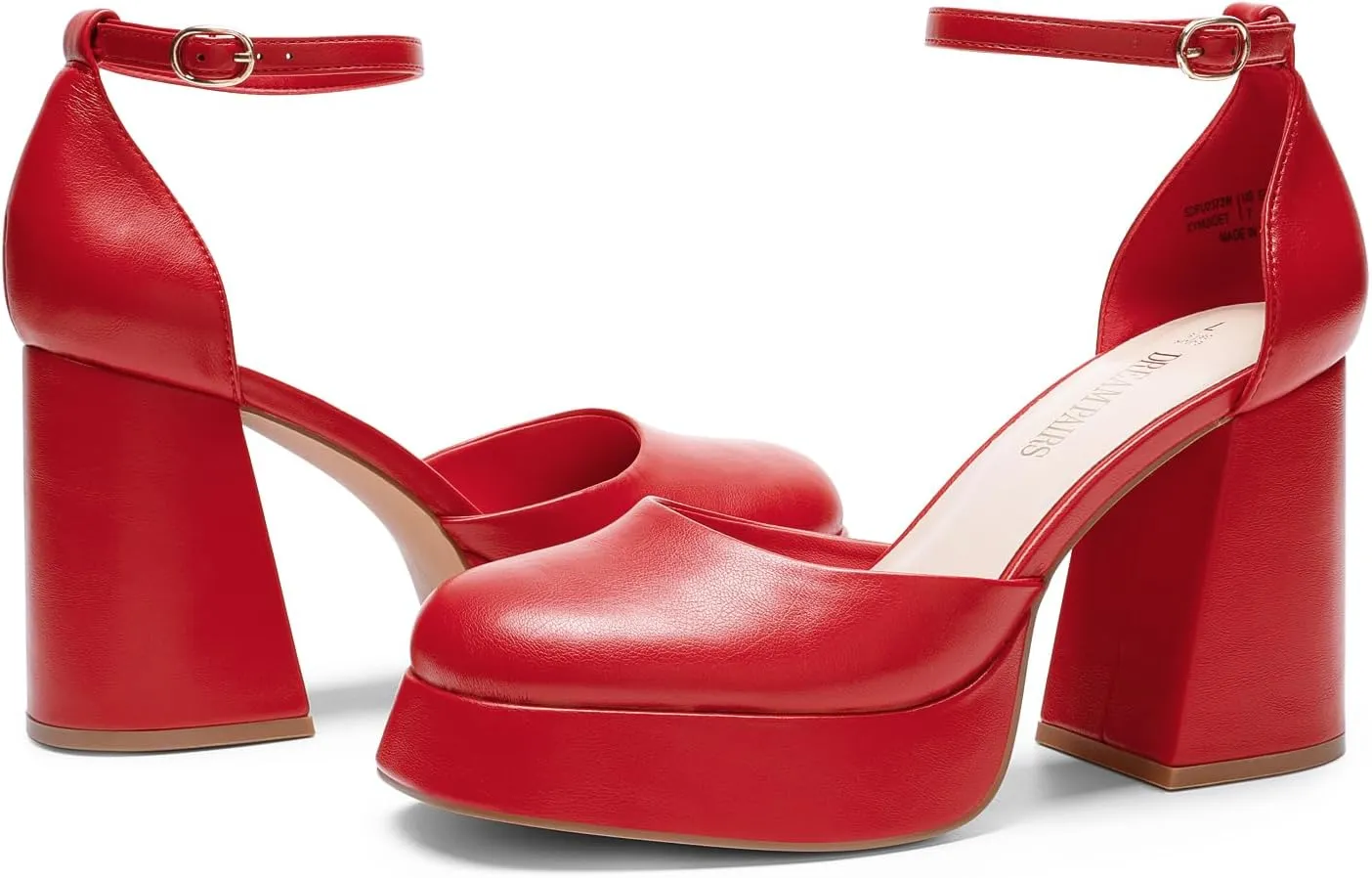 DREAM PAIRS Women's Chunky Platform High Heels Closed Toe Block Ankle Strap Dress Wedding Party Pumps Shoes