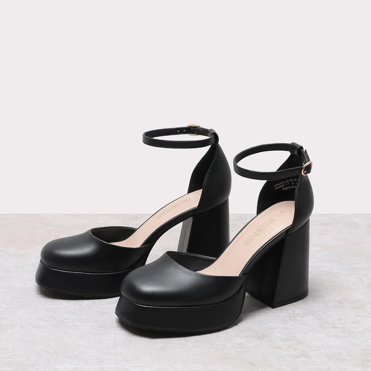 DREAM PAIRS Women's Chunky Platform High Heels Closed Toe Block Ankle Strap Dress Wedding Party Pumps Shoes