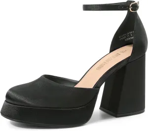 DREAM PAIRS Women's Chunky Platform High Heels Closed Toe Block Ankle Strap Dress Wedding Party Pumps Shoes