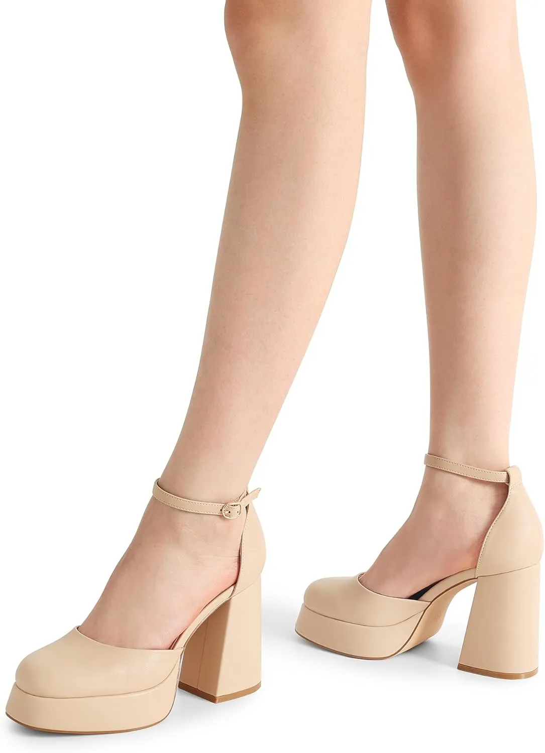 DREAM PAIRS Women's Chunky Platform High Heels Closed Toe Block Ankle Strap Dress Wedding Party Pumps Shoes