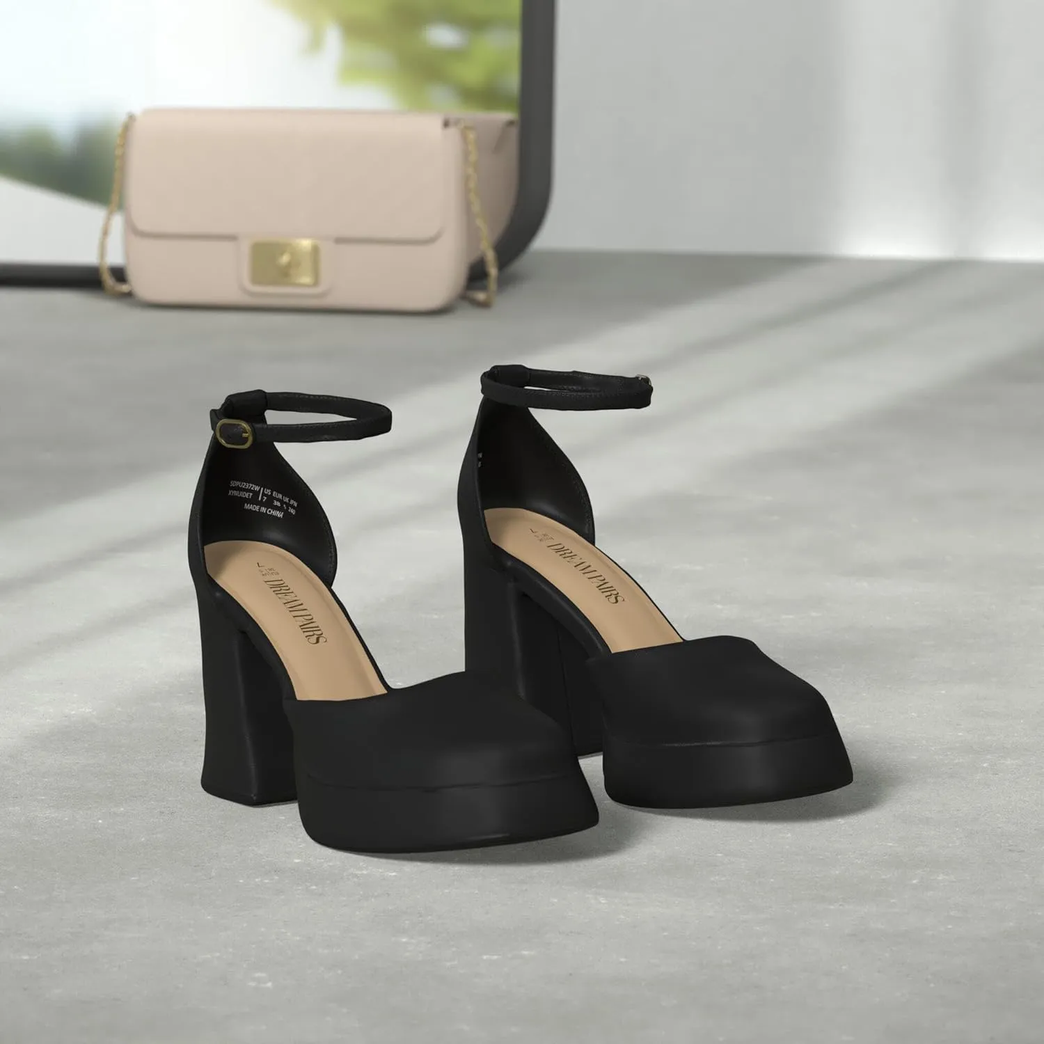 DREAM PAIRS Women's Chunky Platform High Heels Closed Toe Block Ankle Strap Dress Wedding Party Pumps Shoes