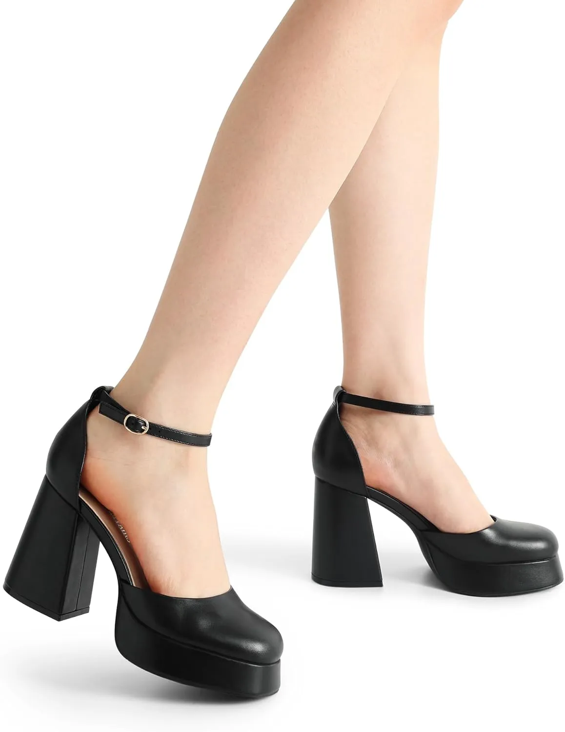DREAM PAIRS Women's Chunky Platform High Heels Closed Toe Block Ankle Strap Dress Wedding Party Pumps Shoes