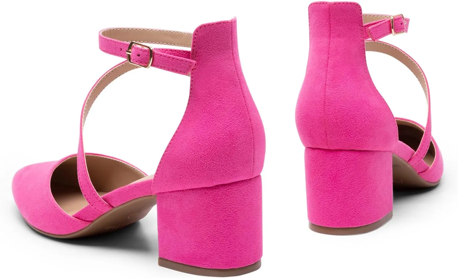 DREAM PAIRS Women's Closed Pointed Toe Low Chunky Heels Pumps Ankle Strap Wedding Business Dressy Shoes