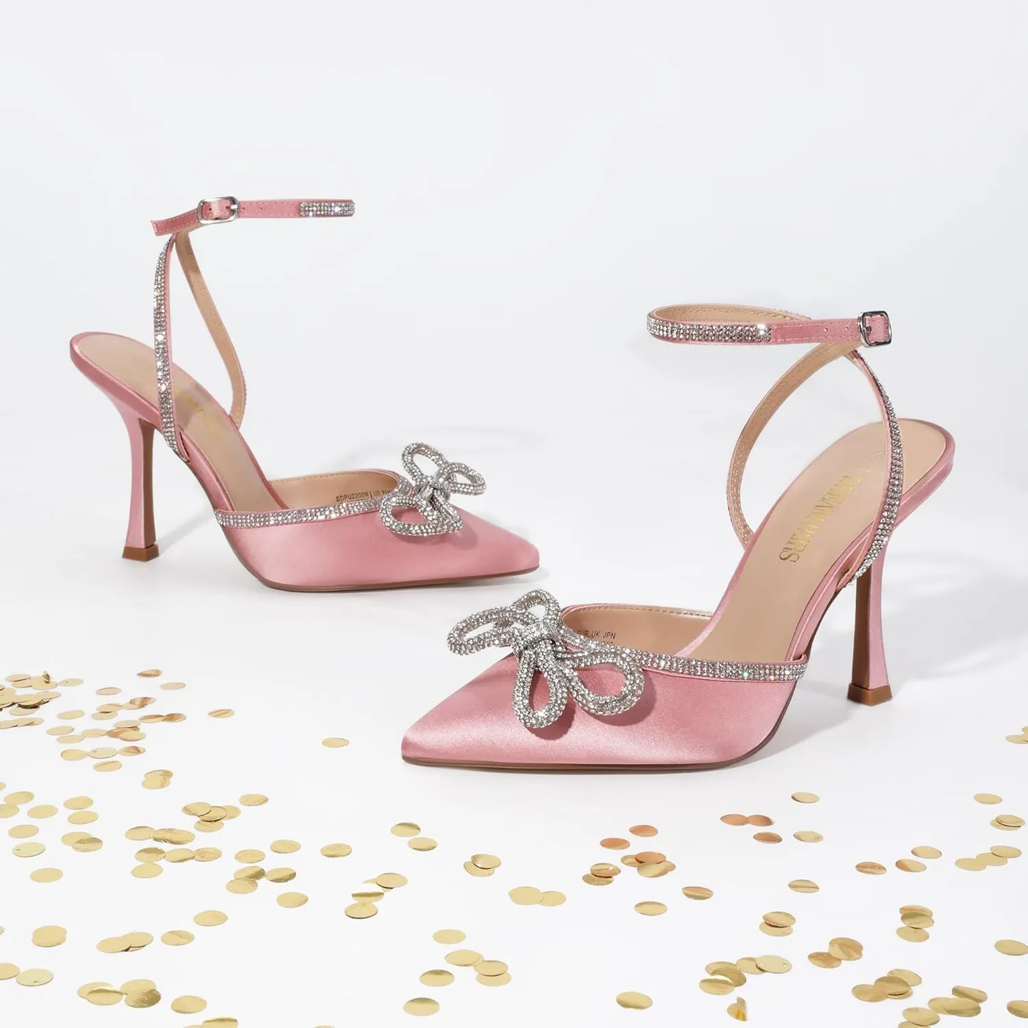DREAM PAIRS Women's High Heels Destiny Closed Toe Strappy Heels Sexy Rhinestone Ankle Strap Pumps Wedding Bridal Party Dress Shoes