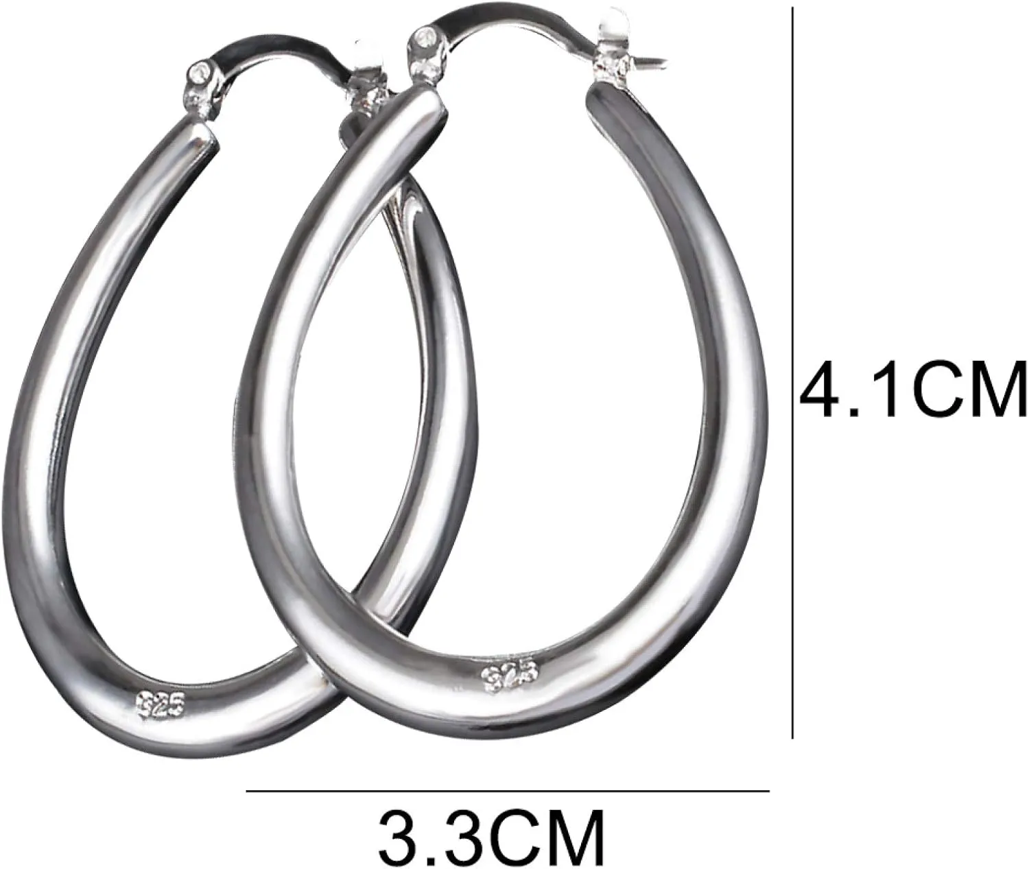 Earring Hoop Stud Drop & Dangle, Silver Plated Big Hollow Oval Hoop Earring Fashion Women Party Banquet Jewelry for Women Teen Girls Birthday Christmas Friends Gift