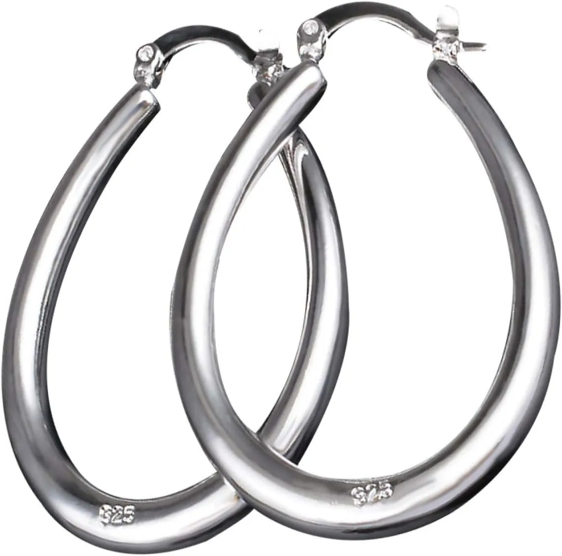 Earring Hoop Stud Drop & Dangle, Silver Plated Big Hollow Oval Hoop Earring Fashion Women Party Banquet Jewelry for Women Teen Girls Birthday Christmas Friends Gift