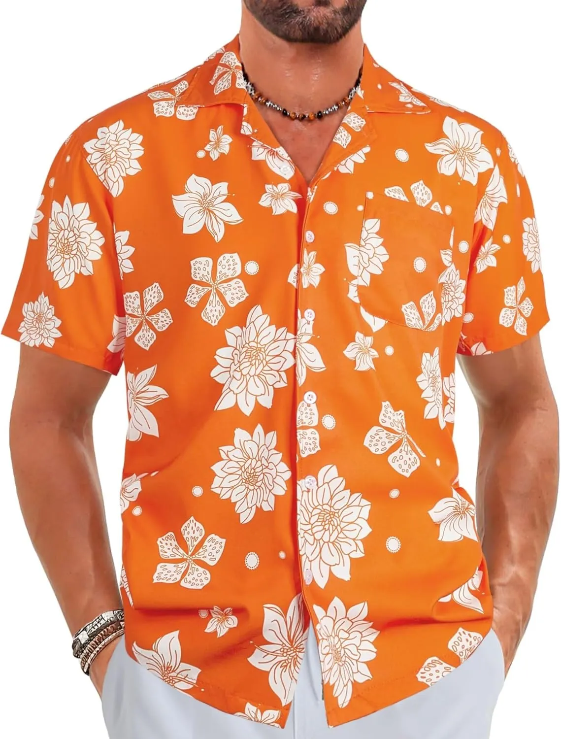 ELETOP Men's Hawaiian Shirts Short Sleeve Floral Beach Shirts Button Down Tropical Aloha Vacation Shirts