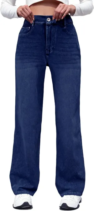 ELLEVEN High Stretchy Sweatpant Jeans Women, Elastic Waist Wide Leg Baggy Knit Jeans Straight Leg High Waisted Pull on Jeans