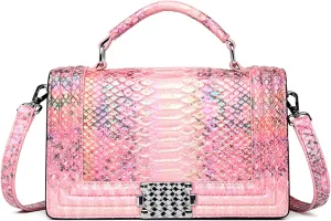 Eslcorri Crossbody Bags for Women, Snake Print Satchel Purse Leather Top Handle Shoulder Bags Vintage Evening Clutch Handbags