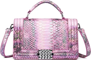 Eslcorri Crossbody Bags for Women, Snake Print Satchel Purse Leather Top Handle Shoulder Bags Vintage Evening Clutch Handbags