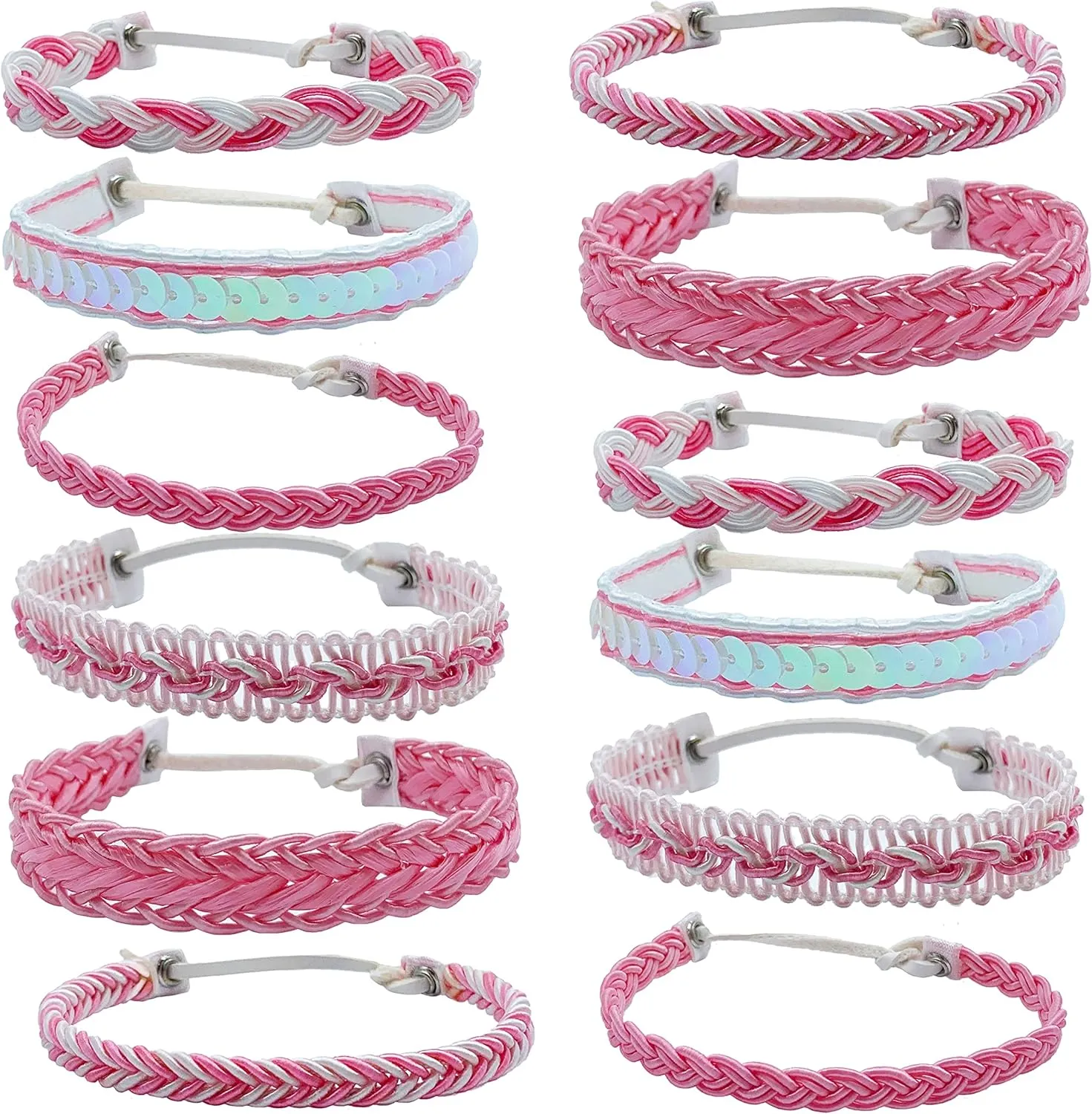 Fablinks Pink Braided Bracelets for Women, Adjustable Bracelets for Teens, Pink Bracelets for Women