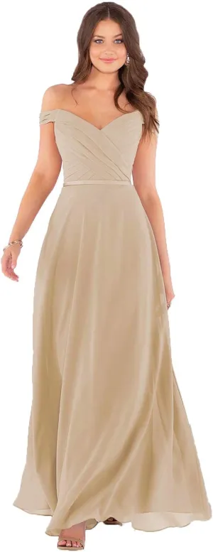 Fanciest Women's Off Shoulder Bridesmaid Dresses Long Chiffon Formal Wedding Prom Evening Gown