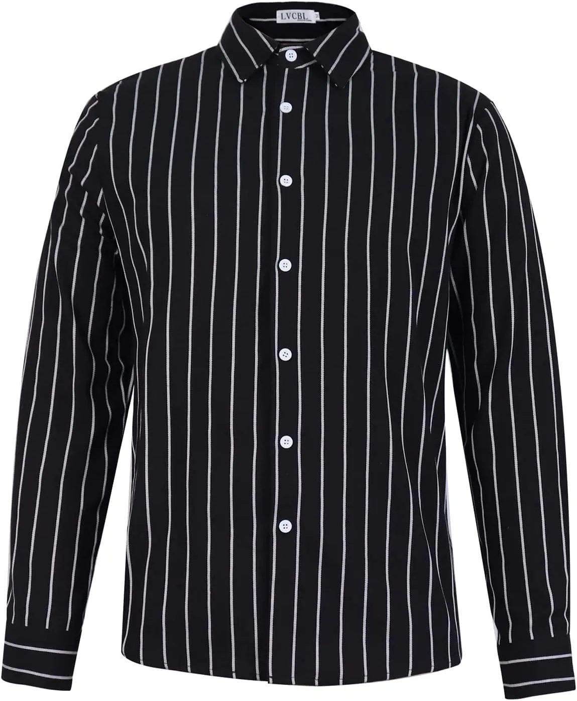 Fashion Mens Striped Button Down Shirts Casual Cotton Line Long Shirts Shirts Spread Collar Beach Tops