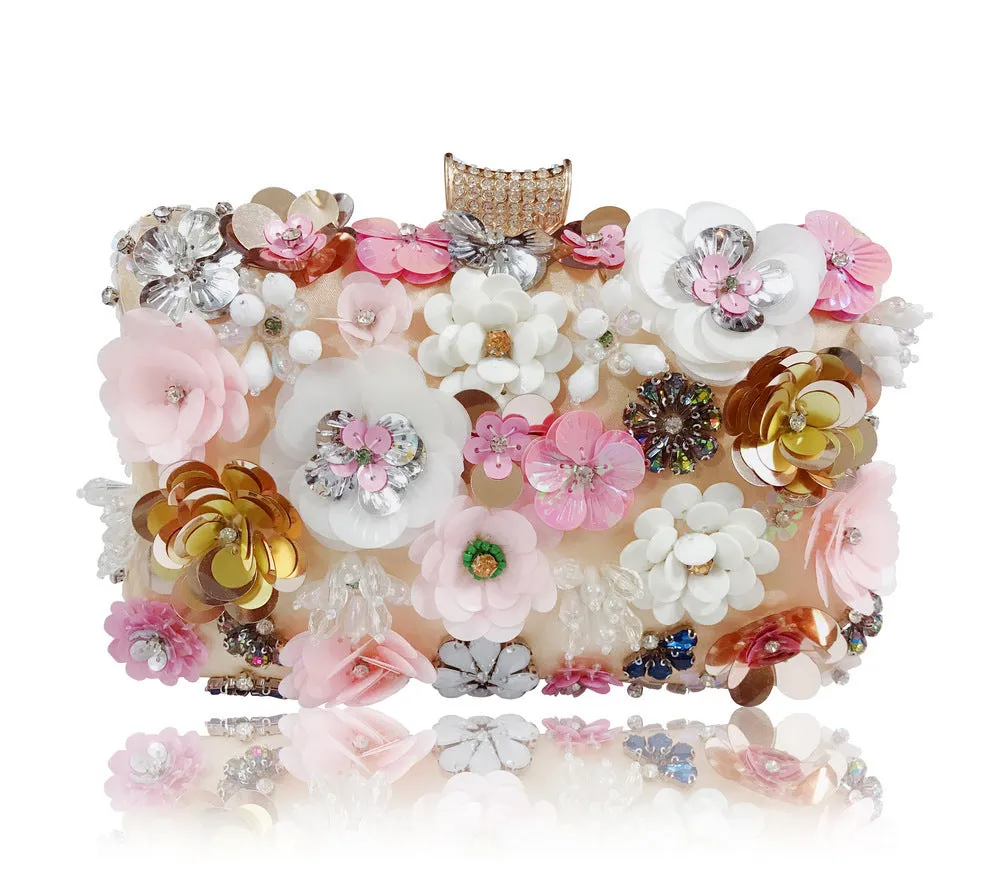Fashion Sequined Flower Diamond Banquet Bag