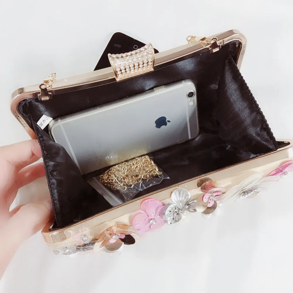 Fashion Sequined Flower Diamond Banquet Bag