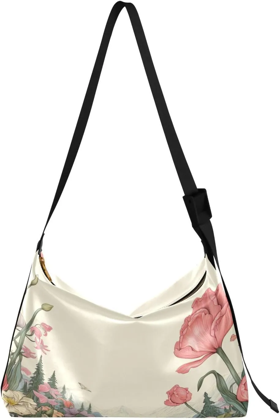 Field Flowers Crossbody Bag Hobo Handbag Purse Fashion PU Leather Shoulder Bags for Women