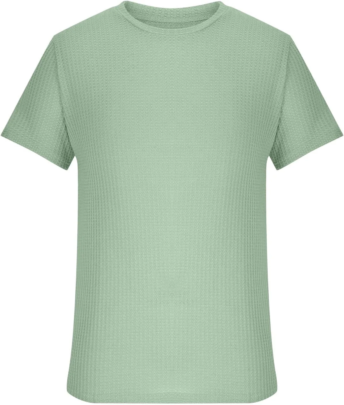 Finelylove T Shirts for Man Crochet Knitted T Shirt Crew Neck Short Sleeve Summer Beach Waffle Textured Tops Casual